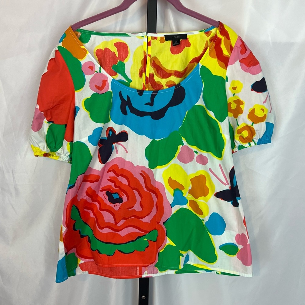 J. Crew Scoopneck Poplin Top in Ratti Jardin Floral Print, size 10